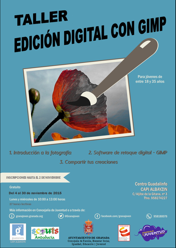 ©Ayto.Granada: Enredate: An estas a tiempo de inscribirte en el curso de edicin digital con GIMP